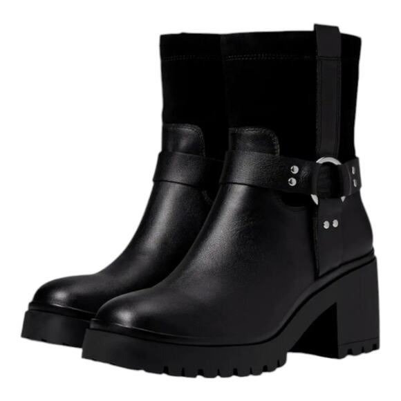 Blondo Rebel Waterproof Black Heeled Moto Grunge Boots Women's Size 9 M New!